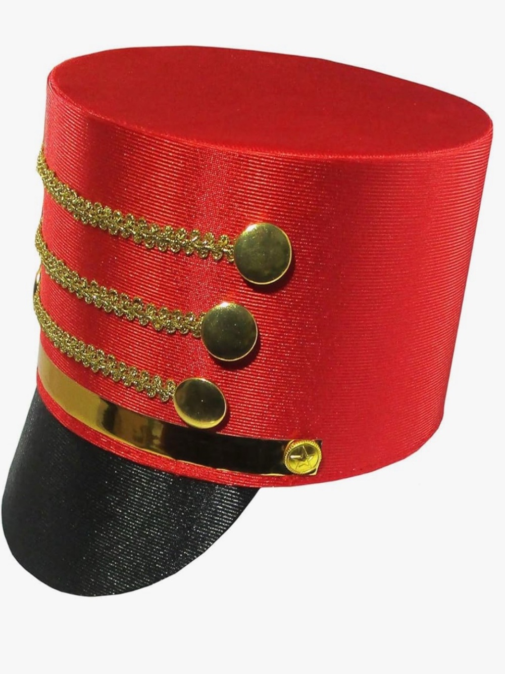 2 Red and gold toy soldier hats with rhinestone accents